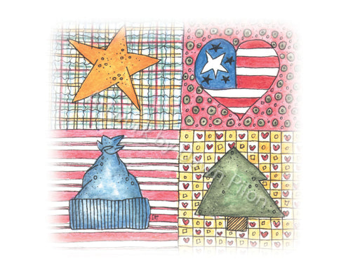 Christmas Quily Illustration in ink and watercolor by Dawn Pilon.