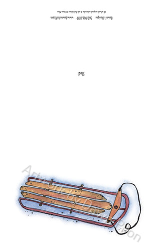 Front and Back of Sled Greeting card.