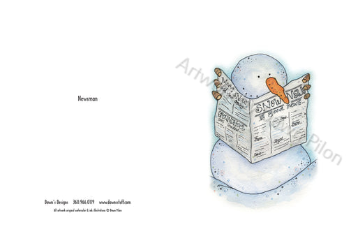 Front and back of Newsman Greeting card.