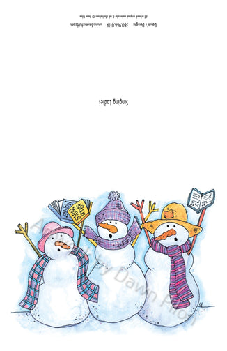 Front and back of Singing Ladies Greeting Card.