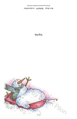 Front and back of Sleigh Ride Greeting Card.