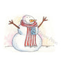 American Snowman illustration in ink and watercolor by Dawn Pilon.