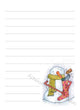 Snowman Christmas Stocking illustration in ink and watercolor by Dawn Pilon on notepad