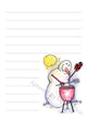 Snowman Grill illustration in ink and watercolor by Dawn Pilon on notepad