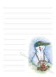 Snowman Roasting Marshmallows 2 illustration in ink and watercolor by Dawn Pilon on notepad
