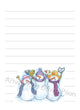 Snowman Singing Ladies illustration in ink and watercolor by Dawn Pilon on notepad
