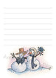 Snowman Wedding illustration in ink and watercolor by Dawn Pilon on notepad