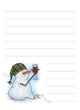 Snowman Wine illustration in ink and watercolor by Dawn Pilon on notepad